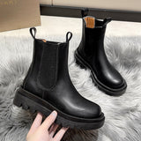 Zingj Boots Female Fall 2023 New British Wind Boots Thick Cheesier Short Boots Ins Damp Cigarette Boots- Outfit