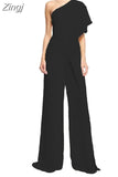 Women One Piece Jumpsuit Dress One Shoulder Casual Overalls Streetwear Wide Leg Jumpsuits Elegant Lady Party Romper