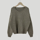 Dark Academia Solid Color Round Neck SweaterOutfit