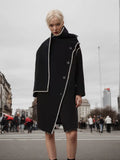 Zingj 2024 New Temperament Commuting Wind Irregular Shawl Type Single Breasted Loose Trench Coat Female Medium Long