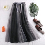 2021 New Summer Vintage Skirt Womens Elastic High Waist Tulle Skirts Long Beach Mesh Skirt Female Spring Women