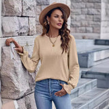 Hot Selling New Women's Wear 2025 Round Collar Solid Color Casual Loose Women's