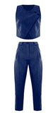 Zingj Summer New Solid Color Round Collar Button Top Temperament Straight Pants Suit Women-Outfit