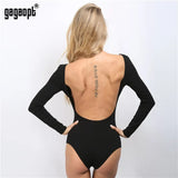 Autumn Winter Backless Bodysuit Women Sexy Bodysuit Long Sleeve Skinny Black Bodysuit Jumpsuit