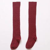 Girls' School Uniform Knee-High Sock Cable-Knit Children's Long Sock Fashion Kniekousen Kinderen Solid Color Kids