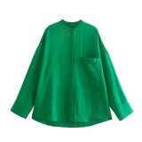 Casual Green Two Piece Set Woman Oversized Blouses Tops and High Waist Pants Homewear Tracksuit Pants
