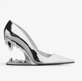 New Pointed Bag Head Pedal Metal Teeth High Heel Single Shoe Shaped Heel Large Women's