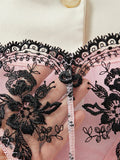 Pink Satin Black Lace Patchwork Lingerie Set- Outfit