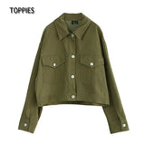 2021New Women Jackets 100% cotton coat Solid color turn down collar jacket for