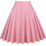 Dot 50s Vintage Woman Tunic Skirt High Waist Pleated Midi Retro Clothing Summer Audrey Hepburn Chic Swing Beach