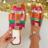 Hollow Flat-Bottomed Slippers Women's New External Wear Lazy Half-To-Storage Cold