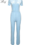 Autumn Casual Velvet Jumpsuit for Women Turn Down Collar Short Sleeves Zipper Straight Slim Outfits High Streetwear