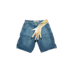 New Hip-Hop Funny One-Hand Pattern Printed Denim Shorts Men's High Street Fashion And