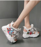 Flower Slope With Water Diamond Sandals Female 2025 Summer New Korean Version High Heel Platform Casual Match Roman