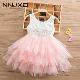 Beading Girl Dress 2021 White Backless Girls Teenage Princess Dress Irregular Tutu 2-6 Years Pink Children Dresses