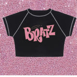 T-shirt y2k Vintage T-shirt Street goth T-shirt Harajuku black Women Short Sleeve Tee Tops BRATZ Print roupas