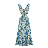 Dress 2025 Summer New Design Sense Niche Cross Flounce Print Dress