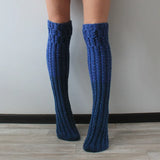 Zingj Color Twist Over The Knee Knitting Pile Pile Socks Female Pure Color Long Tube Knitting Wool Socks