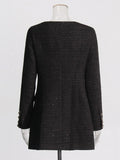 French Small Fragrant Wind Shoulder Shoulder Thin Suit Dress 2025 New Double Buckle Coarse Flowers And Short Dress