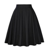 Women Midi Pleated Skirts Vintage 50s 60s Flower Printed Summer Ball Gown High Waist Audrey Hepburn Retro Swing Skater