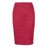 Multi Color Suede Midi Pencil Skirt Women 2021 Fashion Elastic High Waist Office Lady Bodycon Skirts