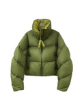 High-End White Duck Velvet Contrast Color Bread Clothing Women Winter New Puffs Feeling More Thick Loose Couples Fashion Coat Tide-Outfit