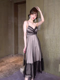 Women‘s Dresses Lolita Sexy Suspenders Pleated Polka Dot Tulle Mid-Length Clothing Evening Event Elegant Lady