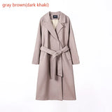2020 wool blend coat womens long coat jacket 50% wool Korean ladies outwear covered