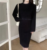 Zingj Autumn / Winter Loose Sweater Bottom Skirt Fashion Two-Piece Set Of Korean Version Of The New Long-Sleeved Knit Dress Suit Female-Outfit