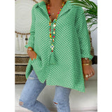 Summer Women Blouses Long New Boho Dot Long Sleeve Loose Lady Fashion Casual Blouse Shirts Top Blusas Mujer de