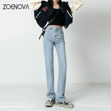 4 Color Streetwear Women's Pants High Waist Jeans Girls Wide Leg Trousers Female Jean Femme Denim Bagge Mom Jeans