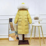Winter Loose Windbreak Long Coat Women Real Natural Fur Hooded Jacket 90% White Duck Down Coat Thick Warm Snow