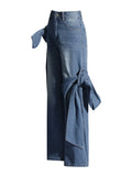 Style Hot Girl Jeans 2025 New Stereo Band Design Sense Bow Straight Leg Jeans