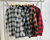 Zingj New Autumn / Winter 2024 Lapel Retro Hook Flower Casual Long-Sleeved Plaid Shirt-Outfit