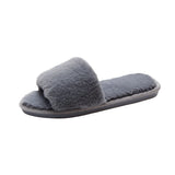 Zingj Autumn And Winter Cotton Slippers Indoor Korean Version Home Flat Open Toe Word Trawl Red Fashion Short Plush- Outfit