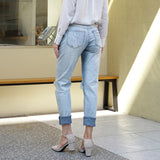 New Denim Pants Ripped Stretch Slim Fit Vintage Fashion High Waist Boyfriends Streetwear Casual Women's