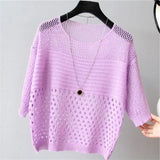 and Summer New Ice Silk Knitted Vest Top Hollow Out Thin Bottoming Sling Streetwear Womens Clothing White Shirt