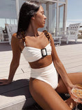 White Bikinis High Waist Swimsuit Women Push Up Swimwear 2023 Sexy Biquini Bathing Suit Bikini Two Piece Set