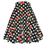 Dot 50s Vintage Woman Tunic Skirt High Waist Pleated Midi Retro Clothing Summer Audrey Hepburn Chic Swing Beach