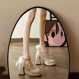Bottom French Mary Jane Shoes Women High Heel Niche Design Temperament High-End Feel Lolita Coarse Leather Shoes Women