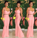 Fashion Suspenders Sexy Street Hipster Top Wide-leg Pants Suit Summer