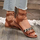 Zingj Sandals Women 2024 Summer Leopard Footring Strap Versatile Casual Roman Women's