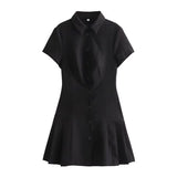 Spring Shirt Style Slim Mini Dress