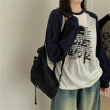 Vintage Raglan Long Sleeve Patchwork SweatshirtOutfit