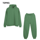 2021 Autumn Winter women Tracksuit Two Set Fleece Sweatshirts Crew Neck Hooded Sweatshirts Fleece warm pants
