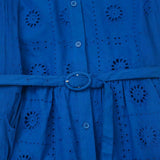 Spring Style With Belt Hollowed-Out Embroidery Slim Dress
