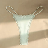 Sports Thin Sexy Lace Thongs Breathable Traceless Women's Underwear Low Waist Cotton Crotch Bow Panties Seamless