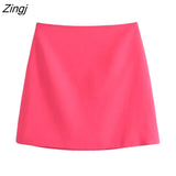 Women Fashion Solid Color High Waist Casual Slim A Line Skirt Faldas Mujer Female Side Zipper Mini Vestidos