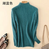 100% Mink Cashmere Knitted Pullover Women's Sweater Jumper Super Warm Female Soft Elasticity Slim Sweater Full