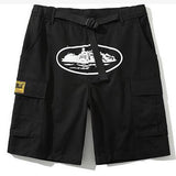 Street Hip-Hop Leisure Shorts High Street Loose Leisure Print Multi-Pocket Overalls Shorts